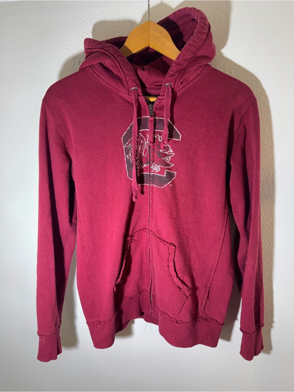 Colosseum Mens South Carolina Gamecocks Maroon Full Zip Hoodie Small M